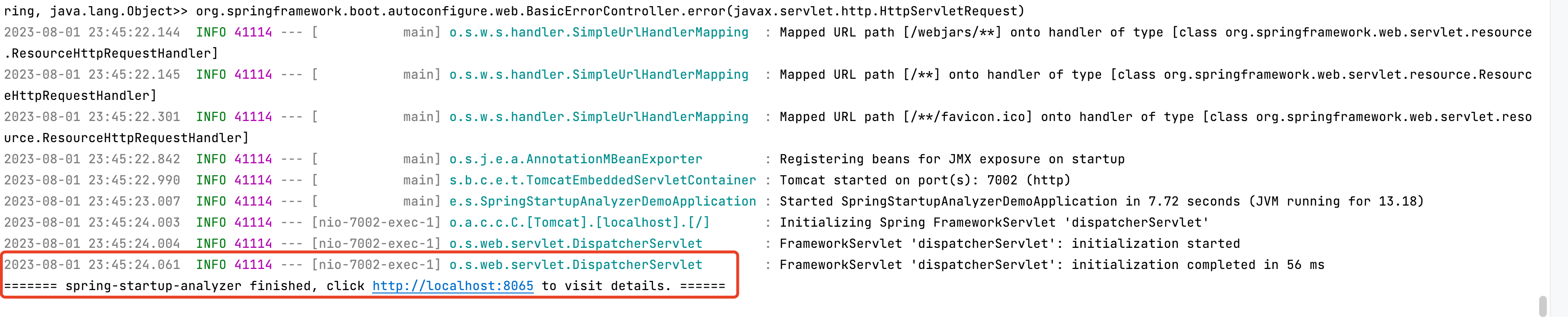 spring-startup-analyzer 官方报告总览截图