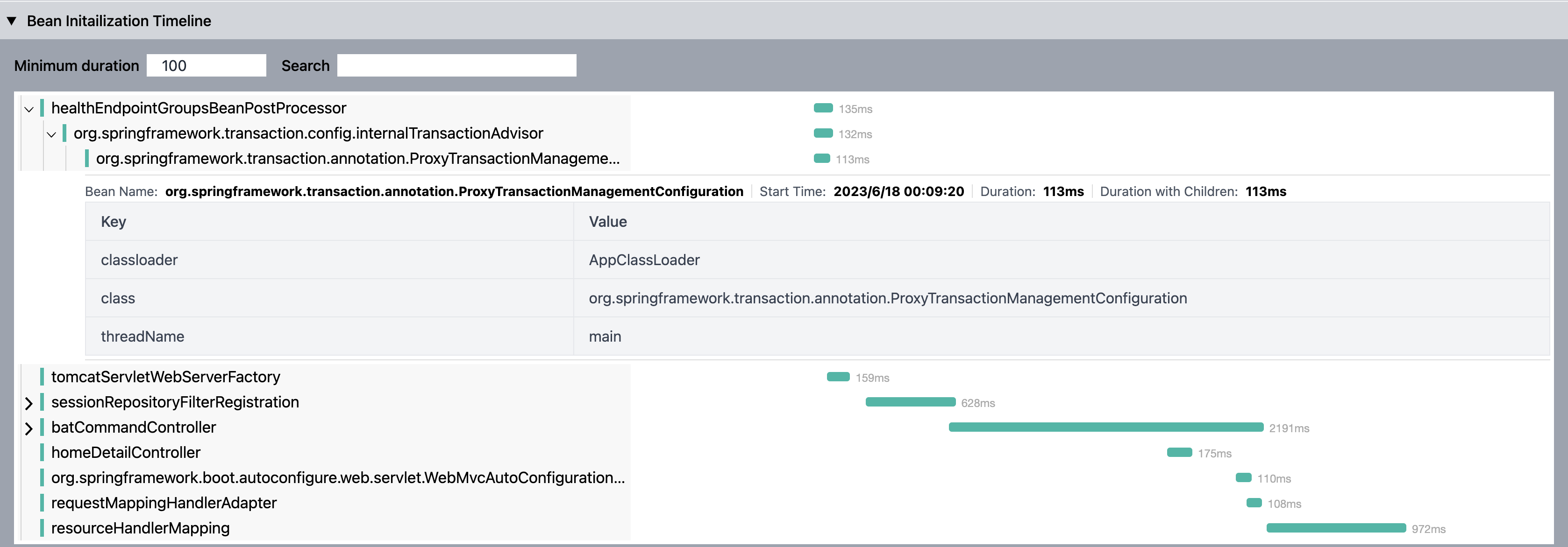 spring-startup-analyzer Bean 初始化时序图截图